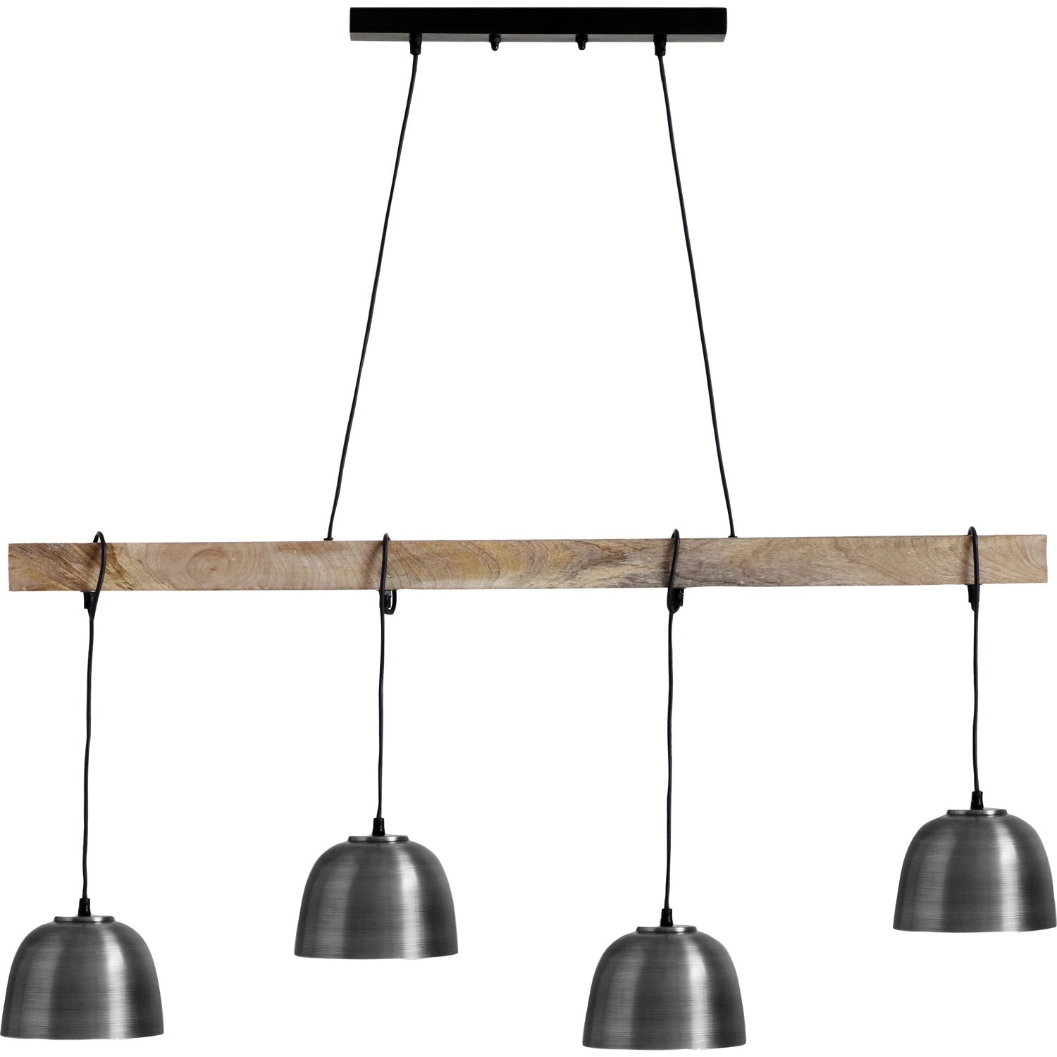 Globo Hängeleuchte Hermi I Holz/Metallfarben 4-flammig 120 x 18 cm