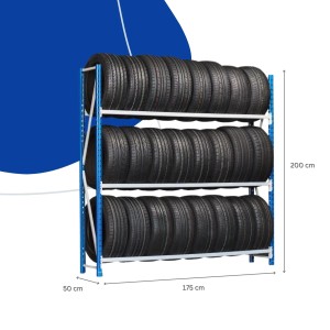 PROREGAL Reifenregal Maximus Pro mit 3 Ebenen, lichtblau-lichtgrau, zur Reifenlagerung.