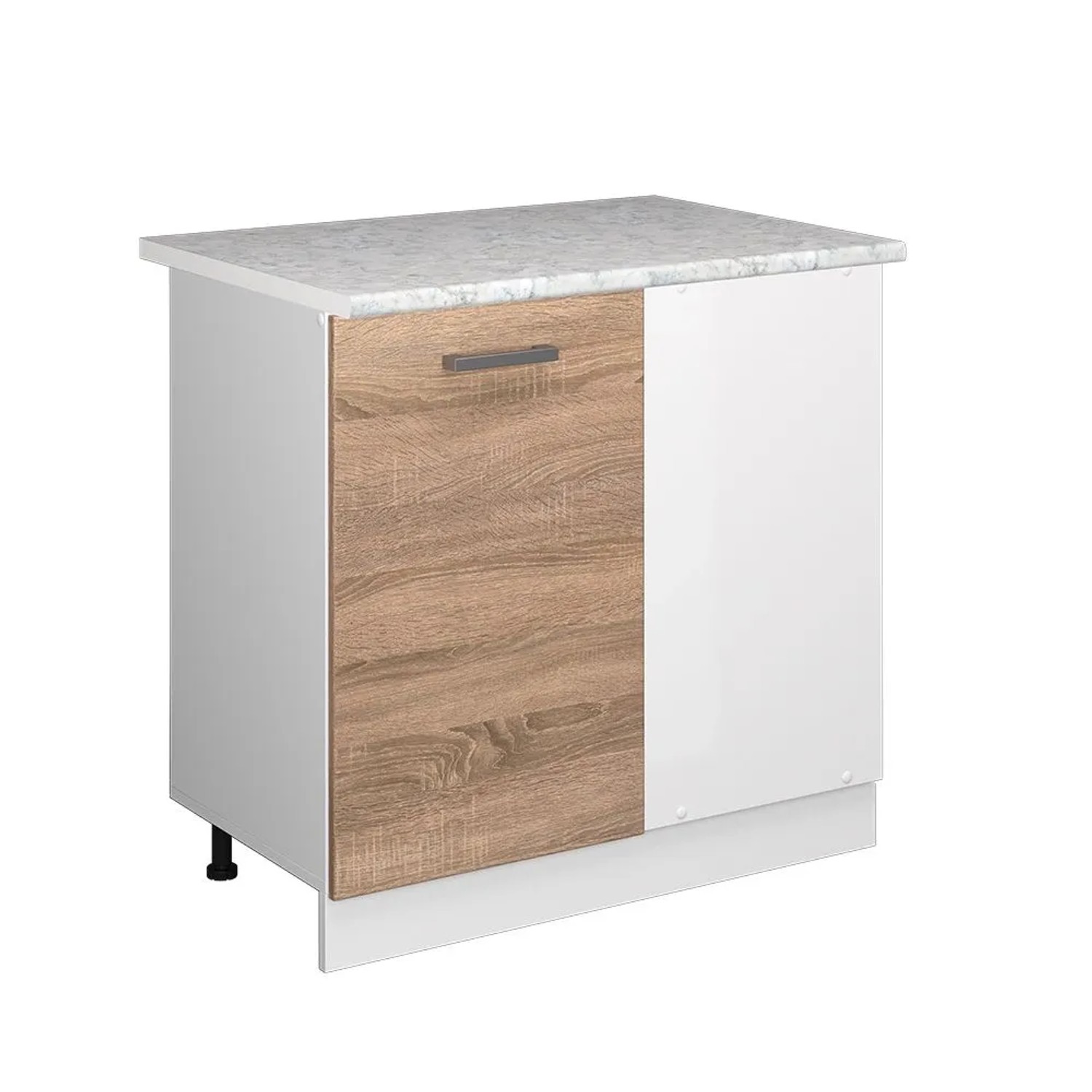 Vicco Eckunterschrank R-Line Küchen Eckschrank Sonoma Weiß 86 cm AP Marmor