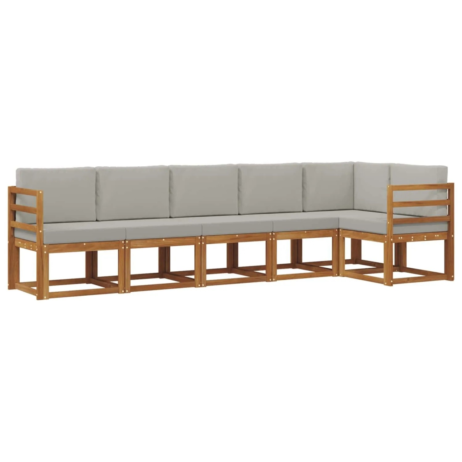vidaXL Outdoor-Sofagarnitur mit Kissen 6 Stk Natur und Hellgrau 3366449