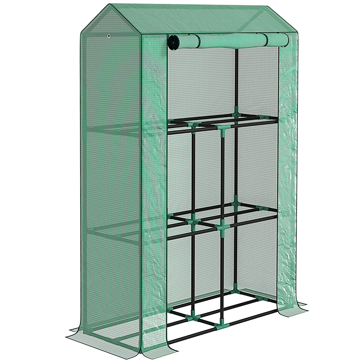 Outsunny Gewächshaus mit Regale und Rolltür 100 x 40 x 150 cm günstig online kaufen