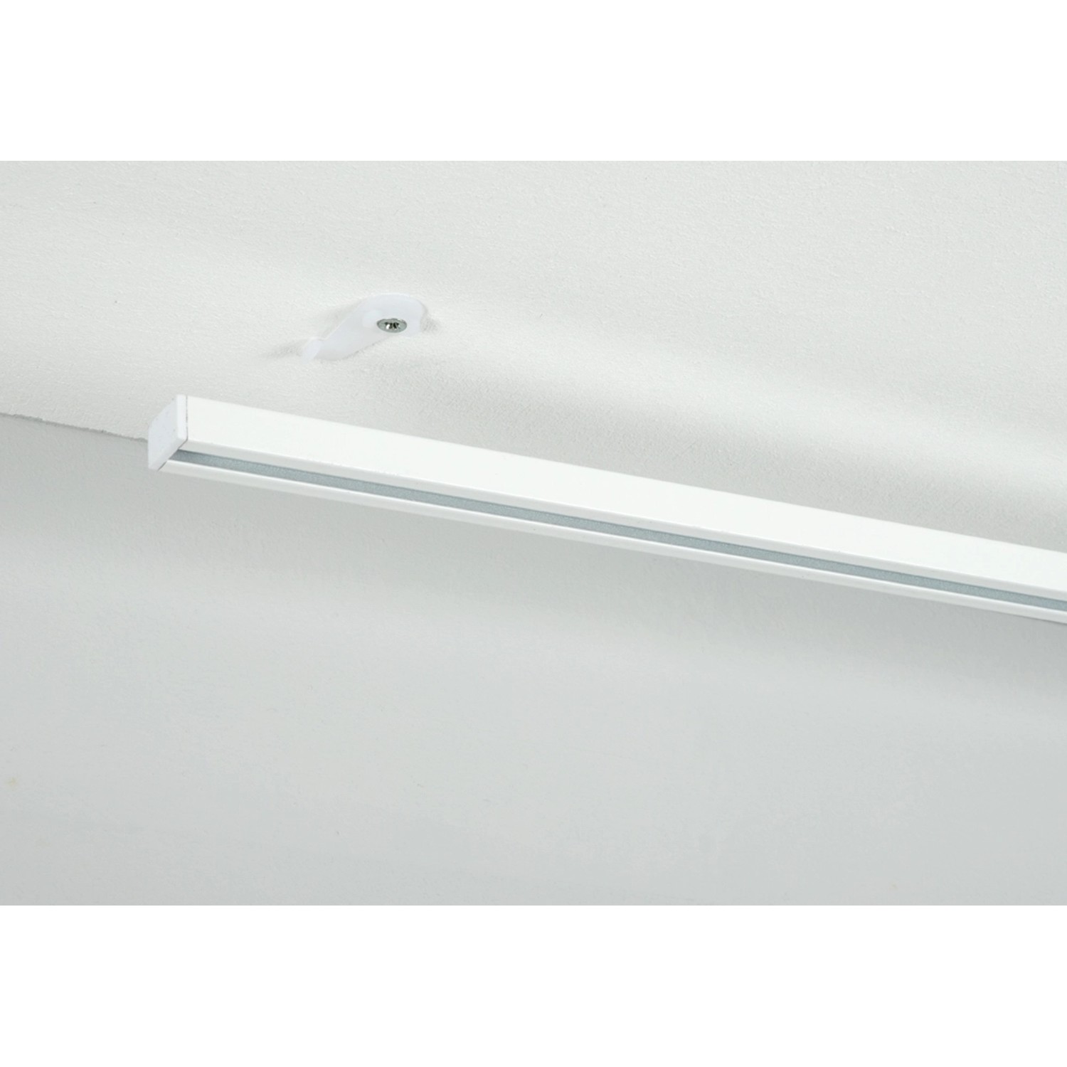 Weiße Gardinia Vorhangschiene Lucy, 1-läufig, 160 cm, mit Deckenbefestigung.