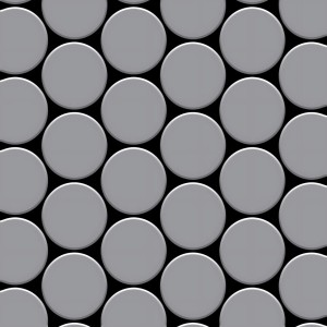 Mosaikfliese ALLOY Medallion aus Edelstahl, matt grau, runde Form.