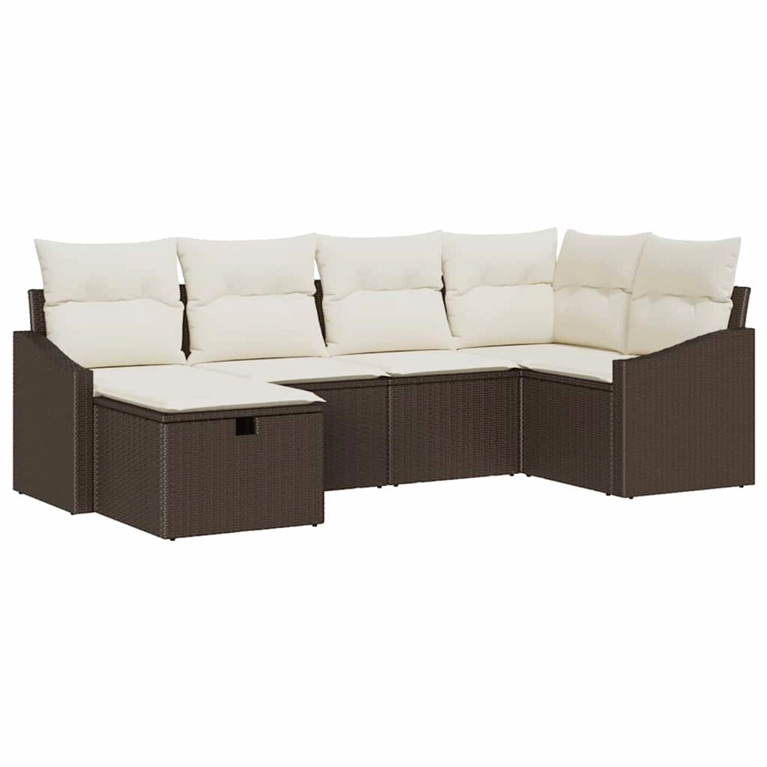 vidaXL Garten-Sofa-Set mit Kissen mit Speicher 6-Tlg Braun Creme 3359277 günstig online kaufen