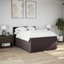 Dunkelbraunes vidaXL Boxspringbett 160x200 cm mit Matratze und Kopfteil im Schlafzimmer.