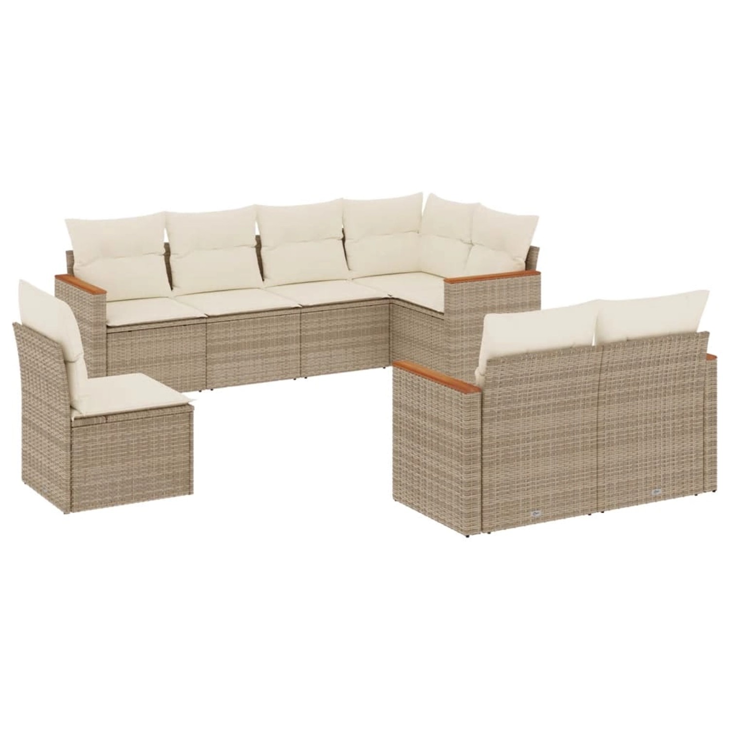 vidaXL 8-Tlg Garten-Sofagarnitur mit Kissen Beige Poly Rattan 3226163 günstig online kaufen