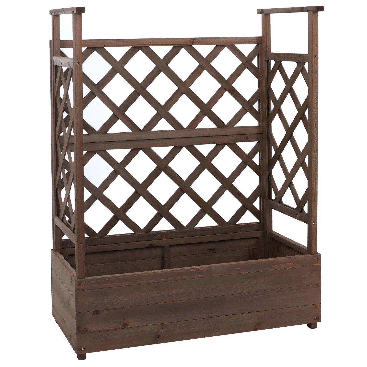 PROREGAL Hochbeet HxBxT 114x85x44cm Blumenkasten Pflanzkübel Rankgitter Rankhilfe Spalier Holz Braun