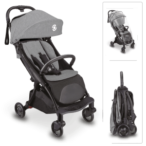 Globber Stroll Lite Buggy für Baby und Kleinkind 1-Hand-Falt-Automatik Leichtgewicht 5/6 Zoll Bereifung Grau