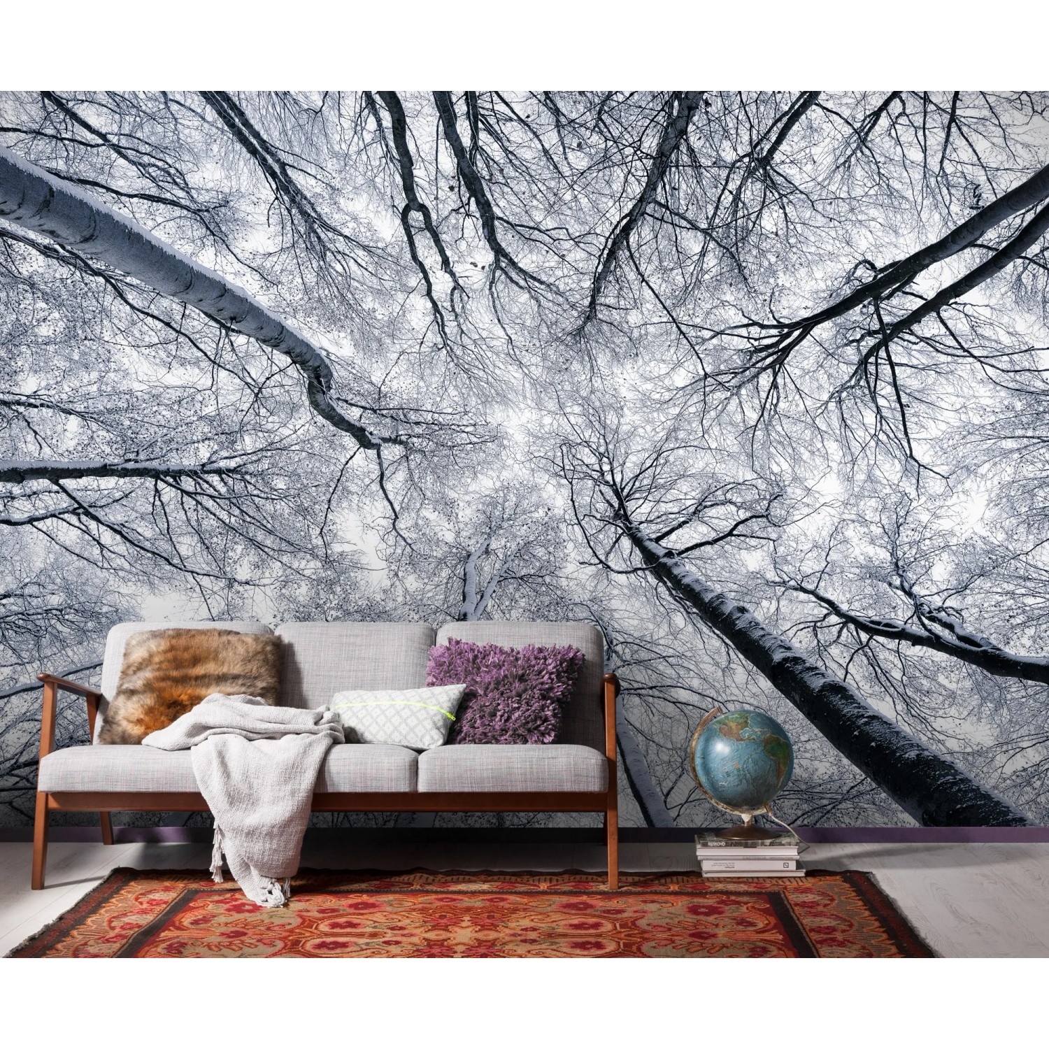 Komar Vlies Fototapete mit Baumkronen-Motiv, 400x250 cm. Natur Tapete für Wohn- und Schlafzimmer.
