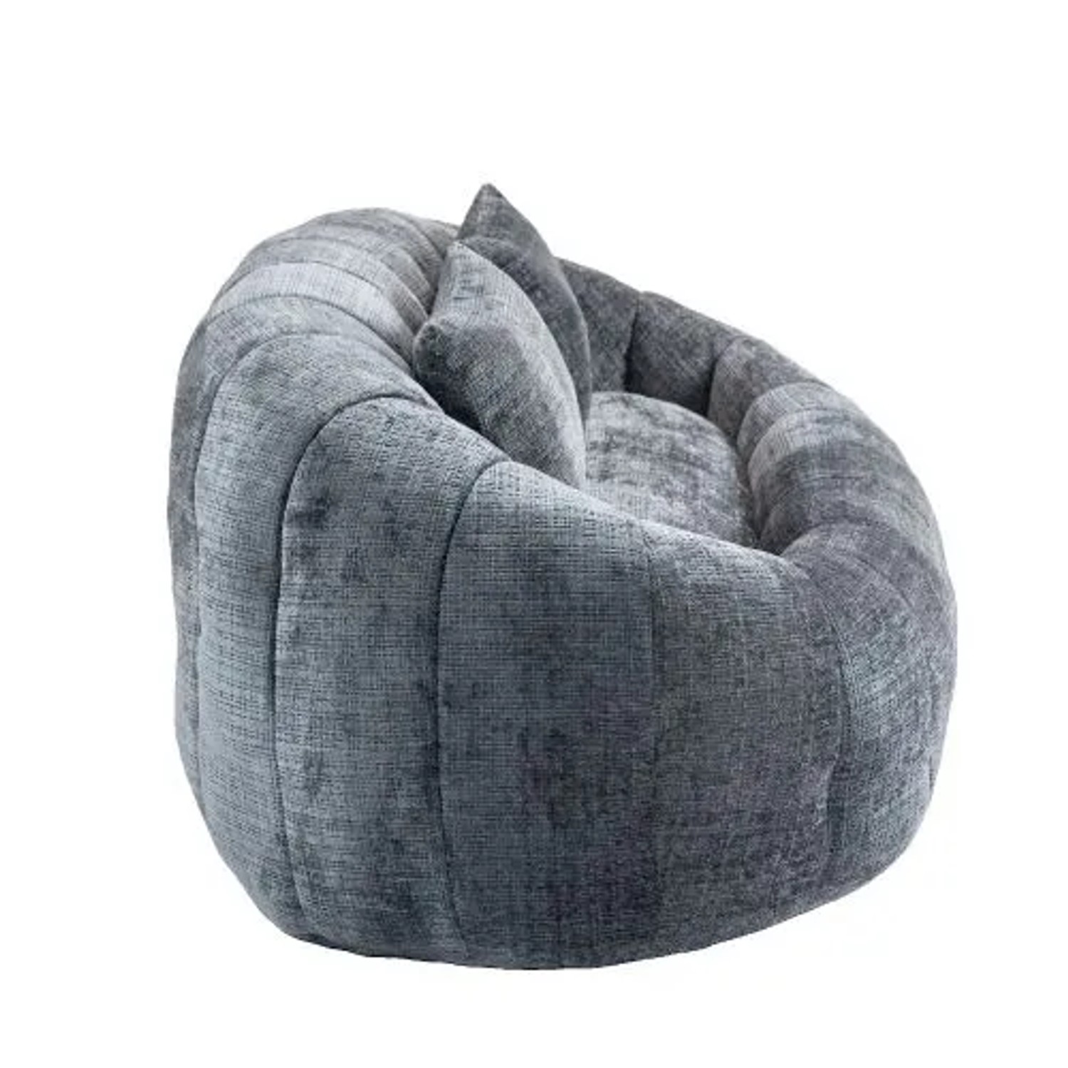 PXloue 2 Sitzer Stoffsofa Sofa Couches mit 2 Kissen Chenille Schaumfüllung Grau