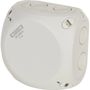 Hensel Abzweigkasten, 93x93mm, grau, mit Dichtmembranen für Innen- & Außenbereich.