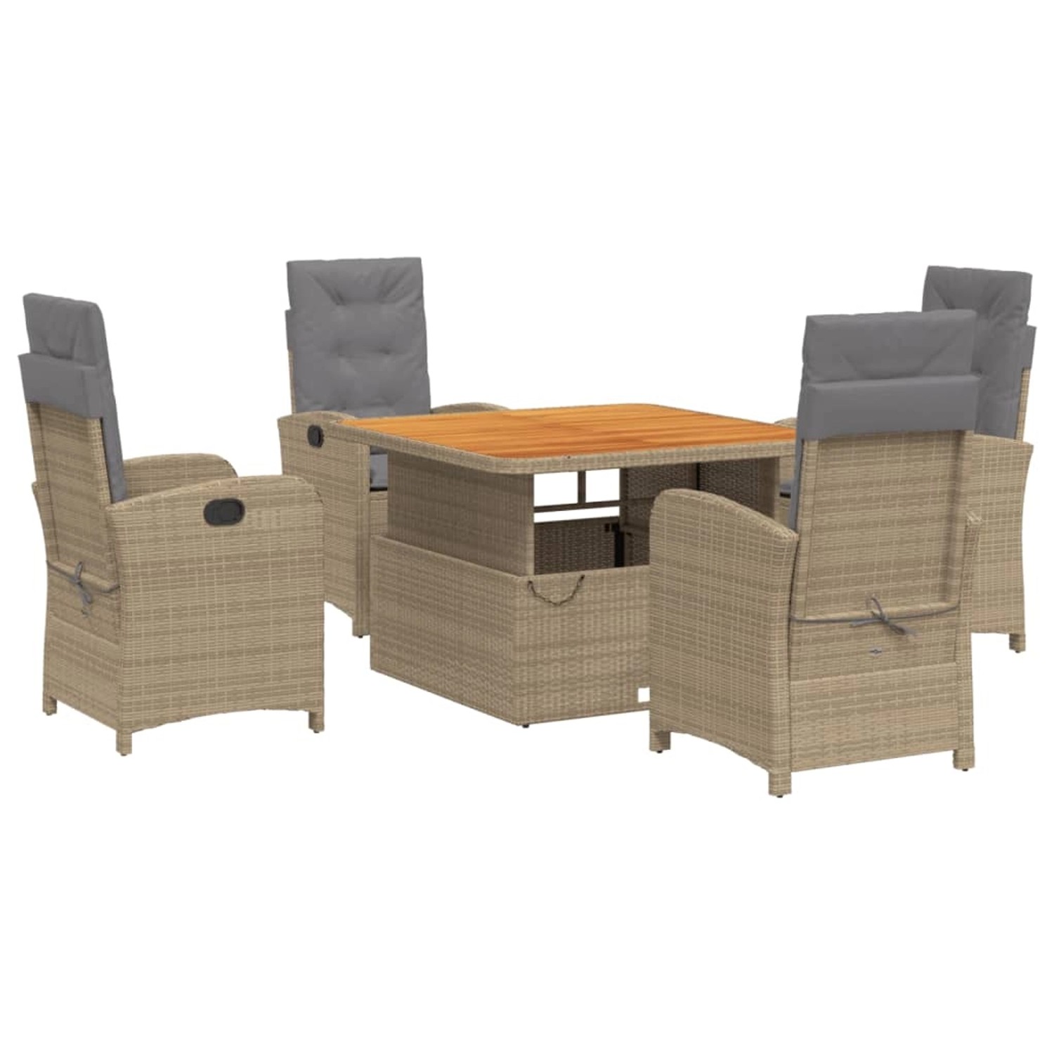 vidaXL 5-Tlg Garten-Essgruppe mit Kissen Beige Poly Rattan 3277365 günstig online kaufen