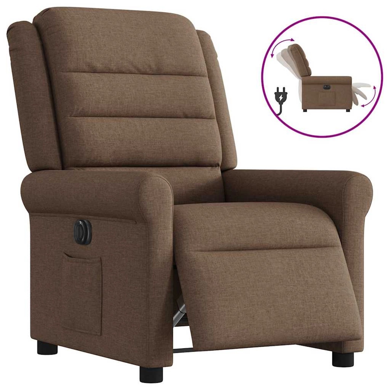 vidaXL Relaxsessel Elektrisch Braun Stoff 3303298