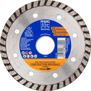 Pferd Diamanttrennscheibe DG PSF 115 mm für Winkelschleifer, zum Trennen von Baumaterialien.
