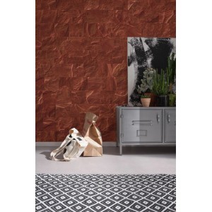 Komar Fototapete Vlies Red Slate Tiles, rote Steinoptik, 400x280 cm.
