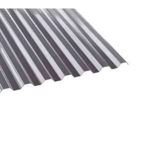 Silbergraue T&J PC-Spundwandplatte K76/18 Tejemacro mit Heatbloc für Kunststoffbedachung.