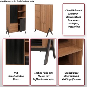 MCW Hochschrank O40 MDF Metall Melamin 138x79x40cm Natur