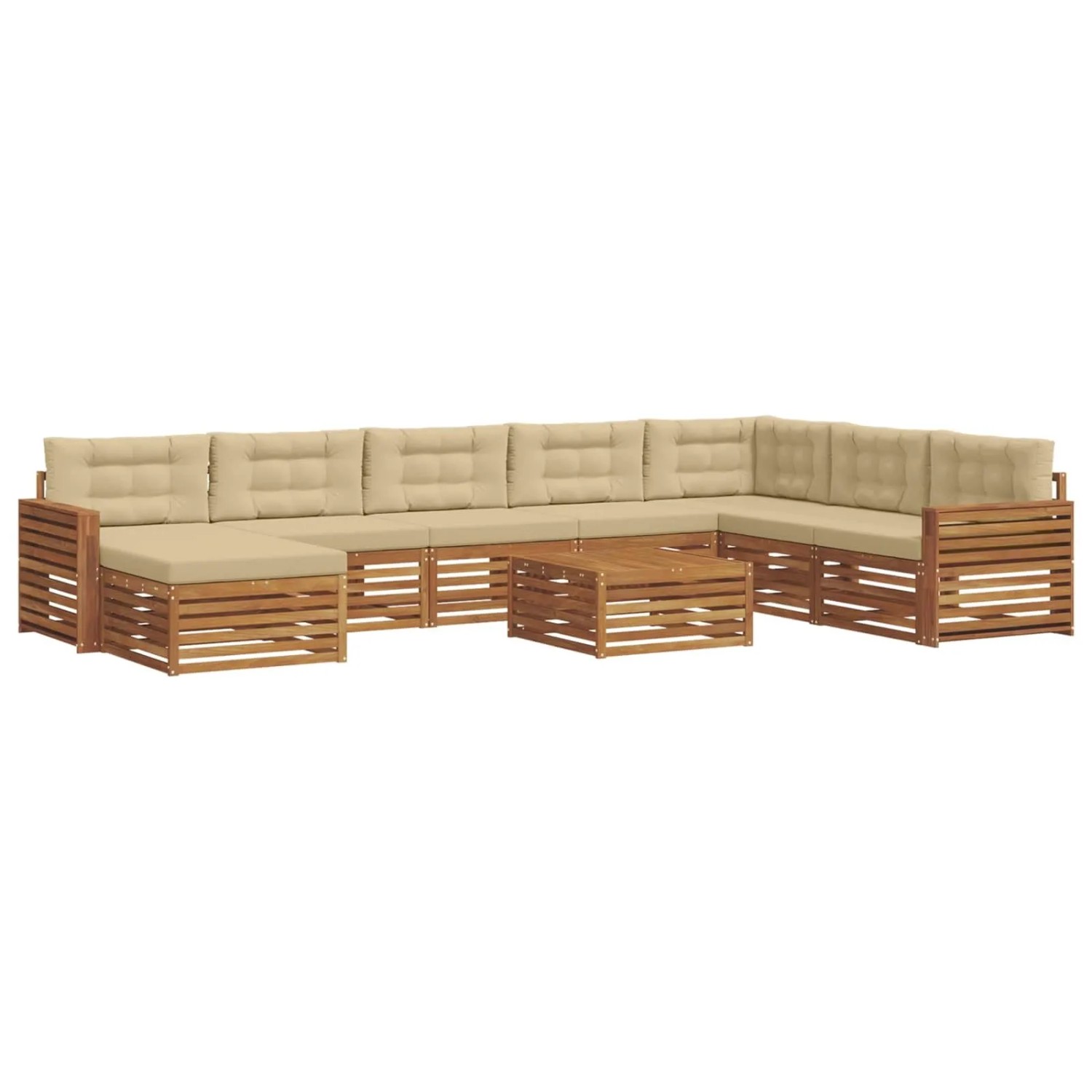 vidaXL Sofagarnituren 9 Tlg Natur und Beige Massivholz Akazie 3373988