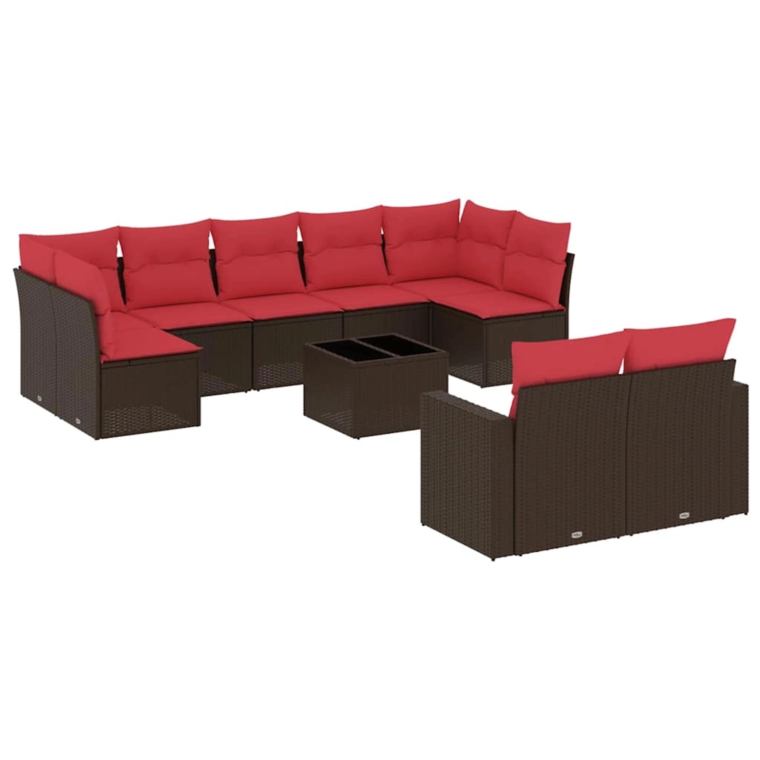 vidaXL 10-Tlg Garten-Sofagarnitur mit Kissen Braun Poly Rattan 3219424 günstig online kaufen
