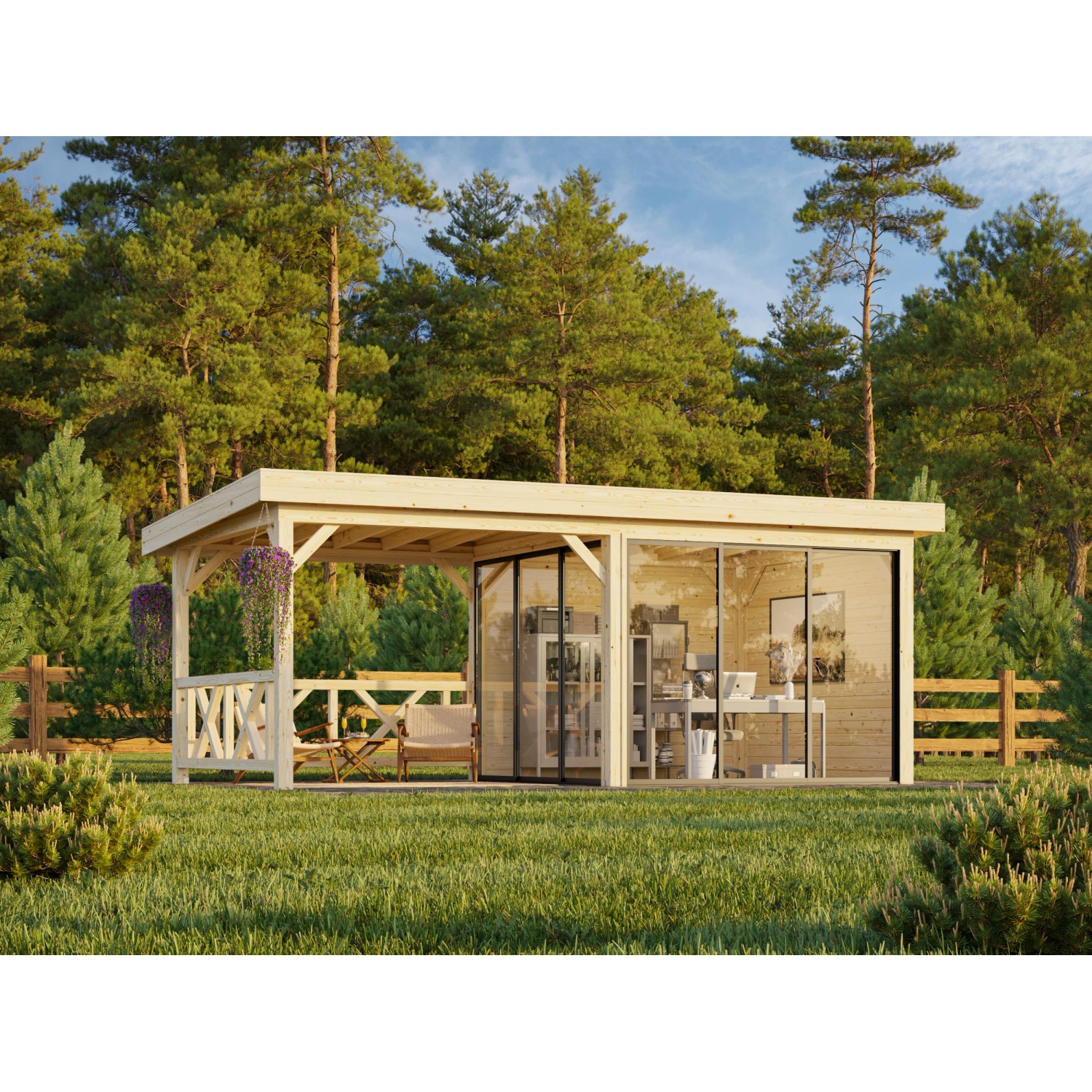 Palmako Pavillon Lenna Set 703 Slide Plus 588 x 300 cm Lackiert Weiß FSC® günstig online kaufen