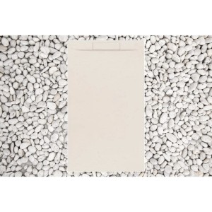 Beige Frascio Duschwanne 140x100 cm aus Kunstharz/Marmor, Steinoptik, mit Gitter.