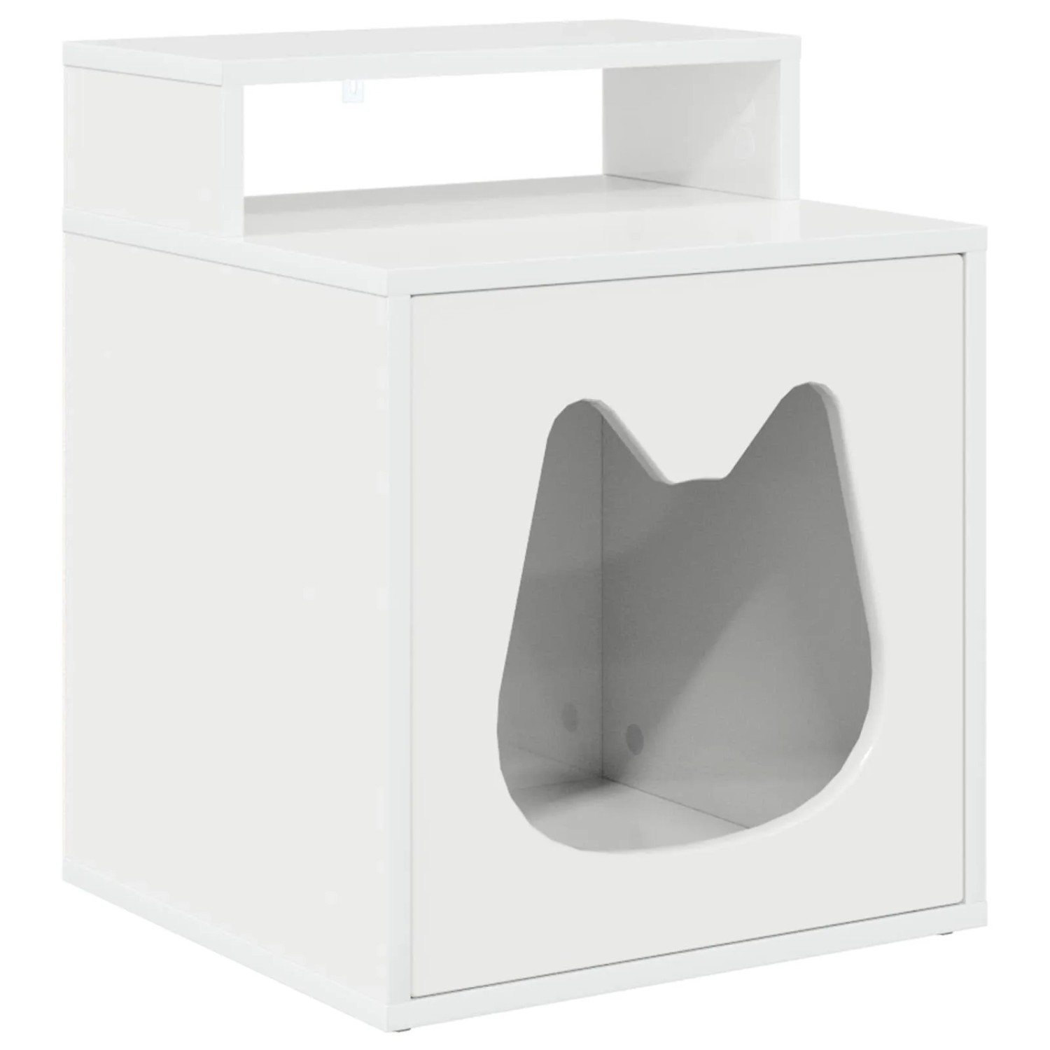 vidaXL Katzenhaus Glänzend Weiß 42,5 x 40 x 53,5 cm Holzwerkstoff 8000693