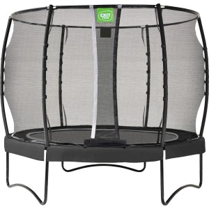 Schwarzes EXIT Allure Premium Trampolin Ø 305 cm mit Sicherheitsnetz.