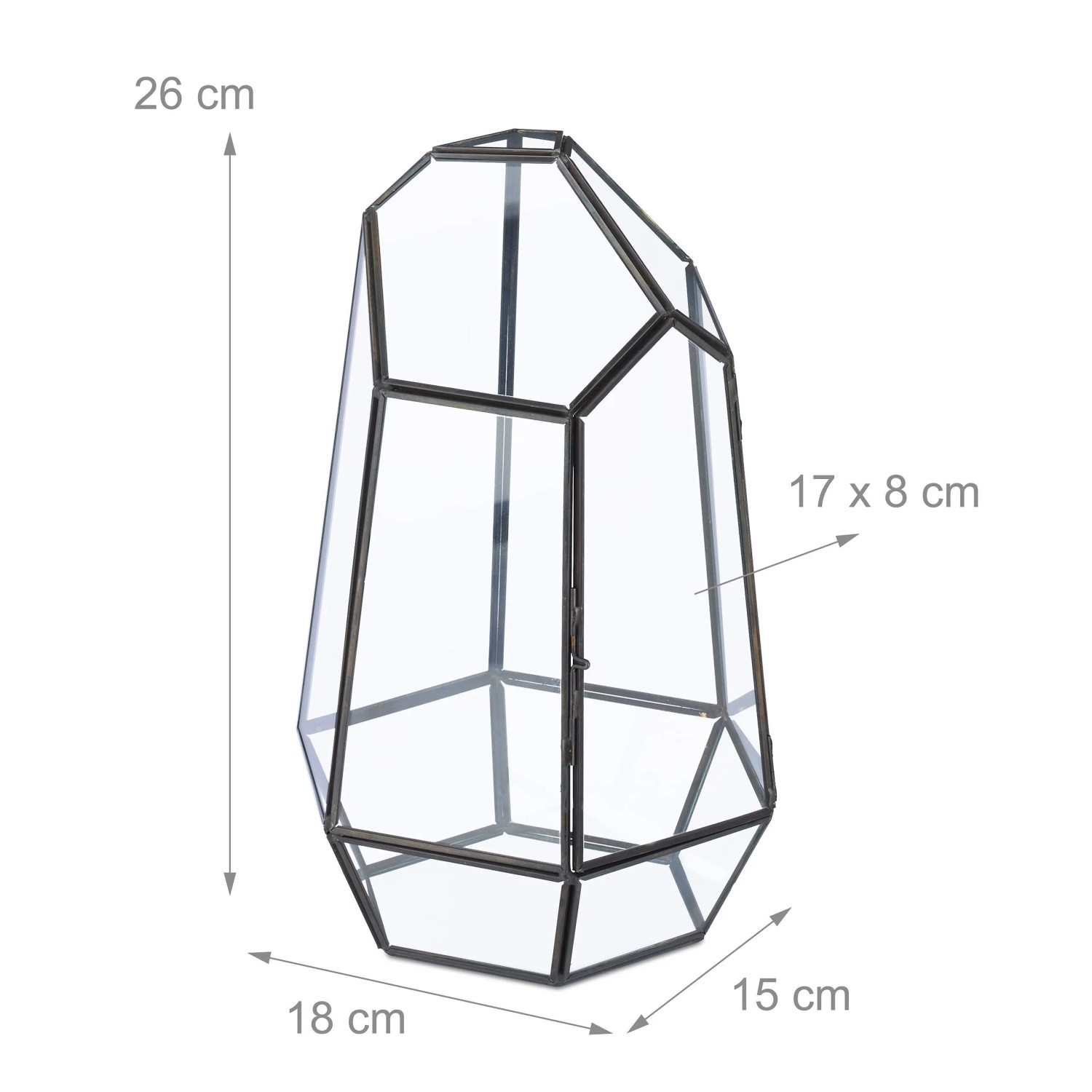 Relaxdays Pflanzenterrarium Glas Kupfer Schwarz 26 cm x 18 cm x 15 cm 0,8 kg_4