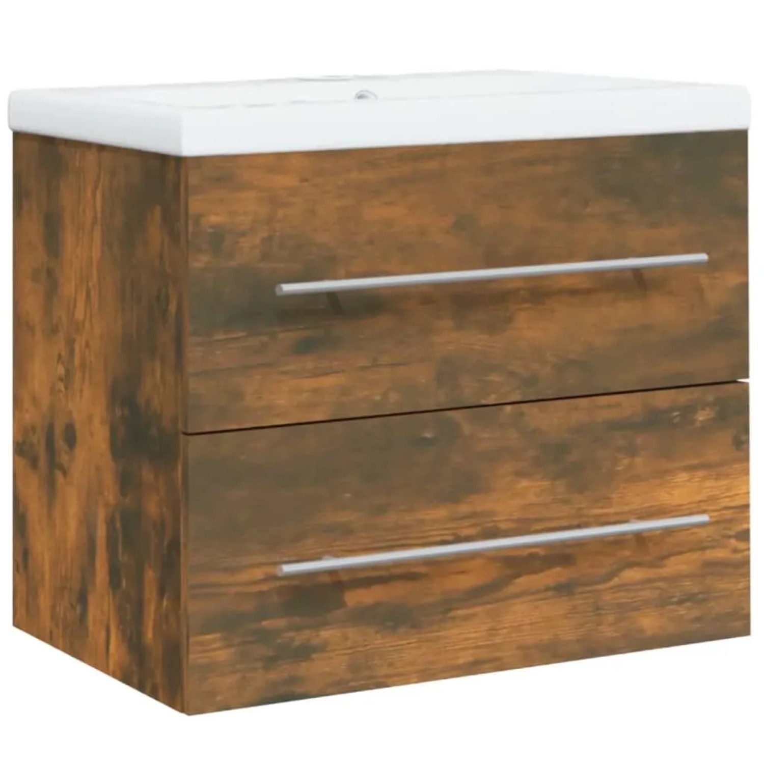 vidaXL Waschbeckenschrank mit Einbaubecken Räuchereiche Holzwerkstoff 3120179