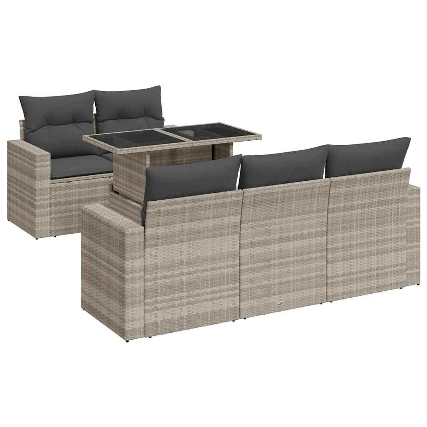 vidaXL 6-Tlg Garten-Sofagarnitur mit Kissen Hellgrau Poly Rattan 3326253 günstig online kaufen