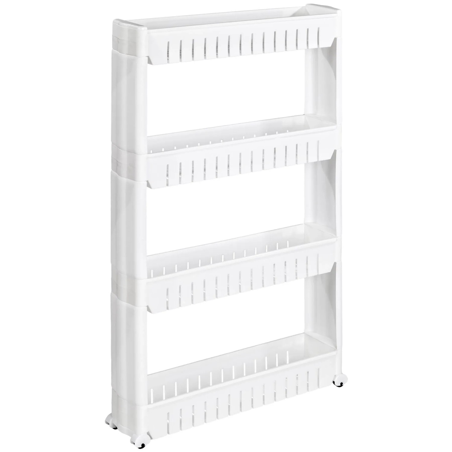 Tectake Nischenregal Joe 4 Ebenen Mit 4 Rollen  54 x 12 x 101 cm Weiß