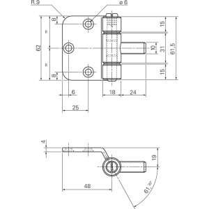 SFS Stahlzargenband, 3-teiliges Türband aus verzinktem Stahl, mit Maßen 18x62 mm für Stahlzargen.