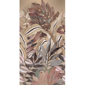 Erismann Fototapete Guayana, 150x280 cm, beige mit tropischen Blättern.