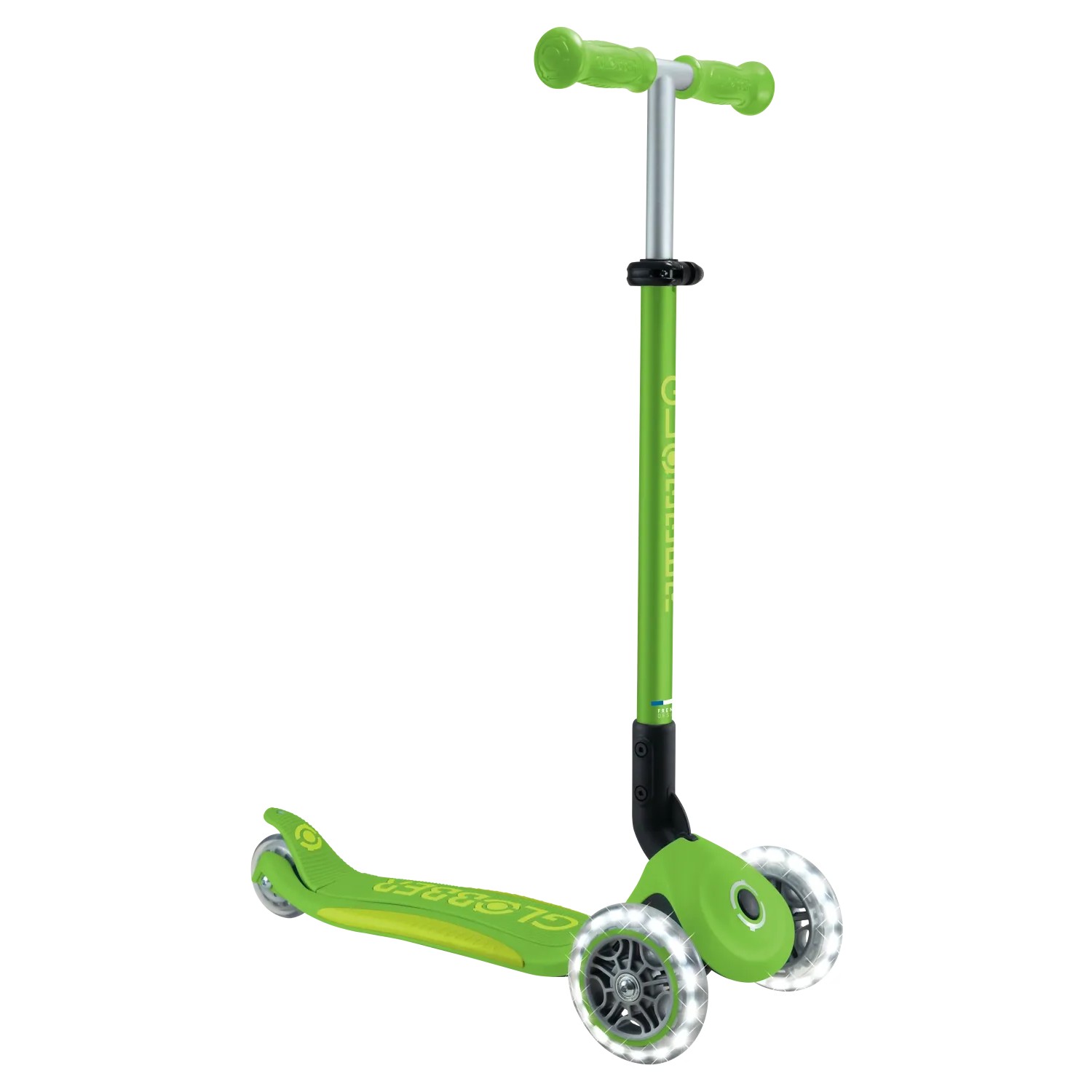 Globber Elite Lights Tretroller Kinder 120/80 mm ABEC 9 3-Rädrig Verstellbar LED-Leuchtrollen Grün