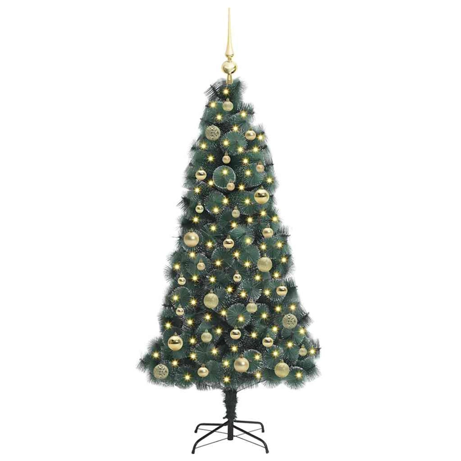 vidaXL Künstlicher Vorbeleuchteter Weihnachtsbaum mit Kugelset 150 cm 33961 günstig online kaufen