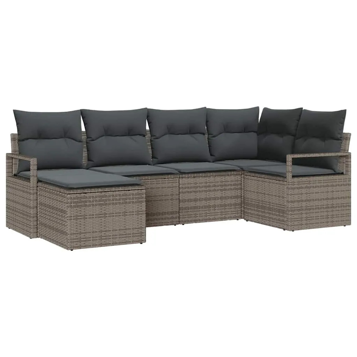 vidaXL Sofa Set mit Kissen mit Speicher 6-Tlg Grau Poly-Rattan 3355118 günstig online kaufen