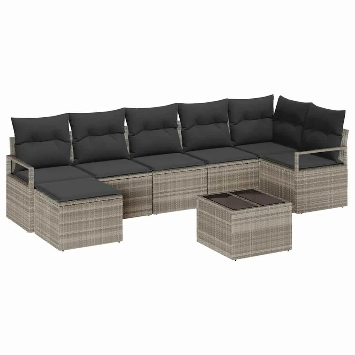 vidaXL Sofa Set mit Kissen mit Speicher 9-Tlg Hellgrau Poly-Rattan 3355181 günstig online kaufen