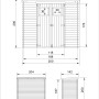 Skizze: Timbela Gartenhaus M311, 2,22 m², Holz Fahrradschuppen mit Maßangaben.