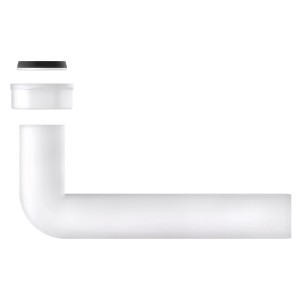 Weißer Kirchhoff Abgangsbogen, 44,9 mm Innengewinde, 235 mm Länge, für Spüle.