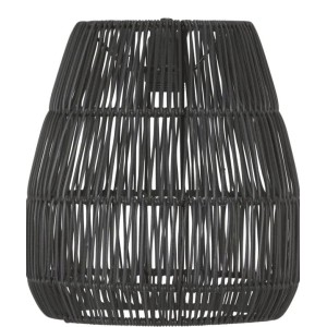 Schwarzer Saigon Lampenschirm aus Rattan für den Außenbereich, 28 cm Durchmesser.