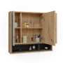 Vicco Badspiegelschrank Beatrice, Eiche/Anthrazit, 80cm breit, mit offenen Fächern und Spiegeltüren.