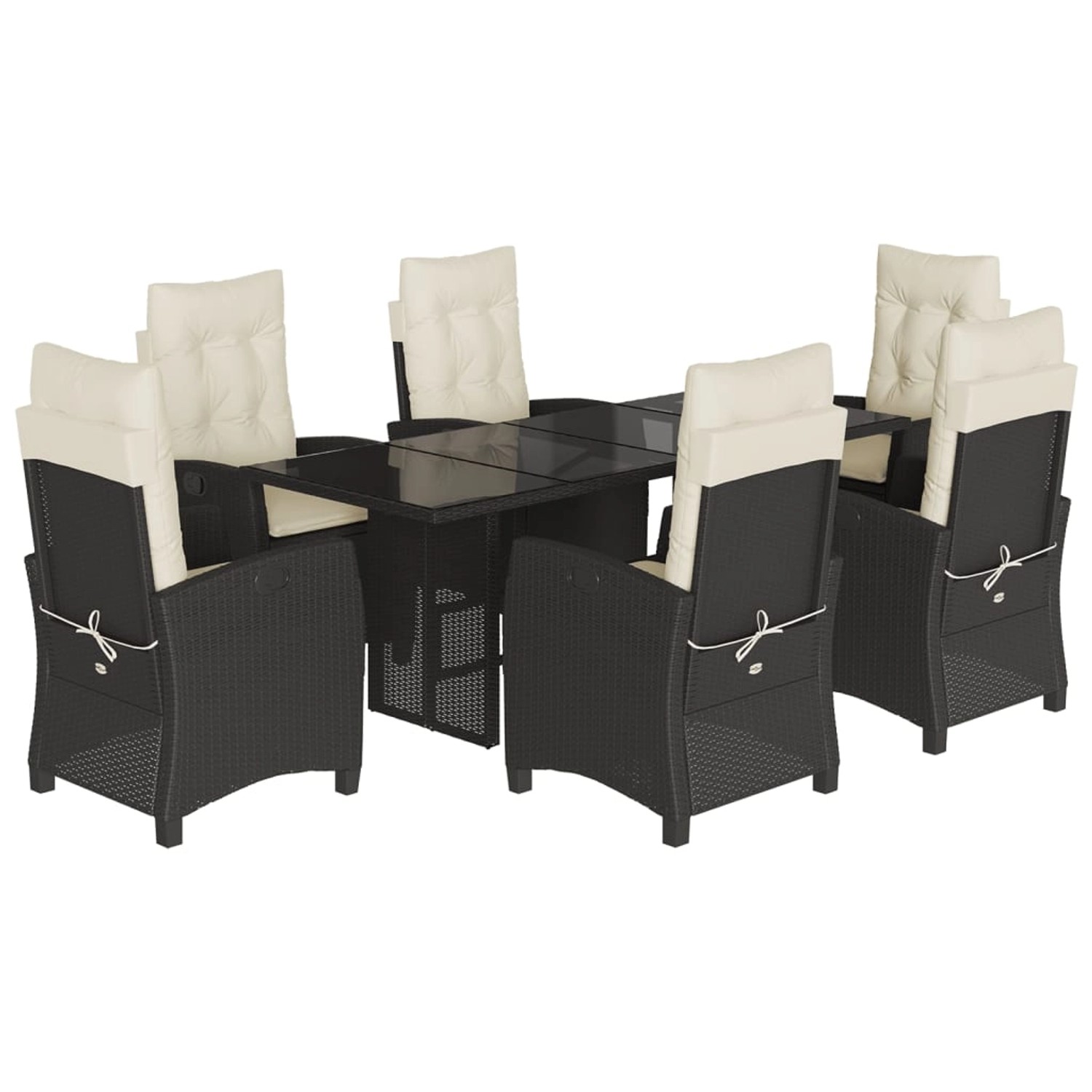 vidaXL 7-Tlg Garten-Essgruppe mit Kissen Schwarz Poly Rattan 3212680 günstig online kaufen