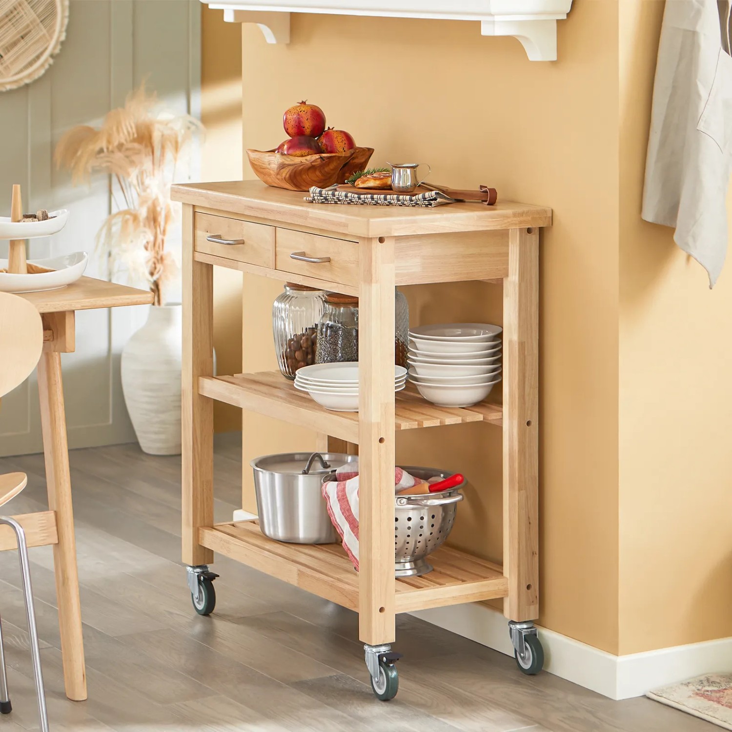 SoBuy Küchenwagen mit Rollen FKW24-N Holz 2 Ablagen 80 x 90 x 40 cm kaufen bei OBI