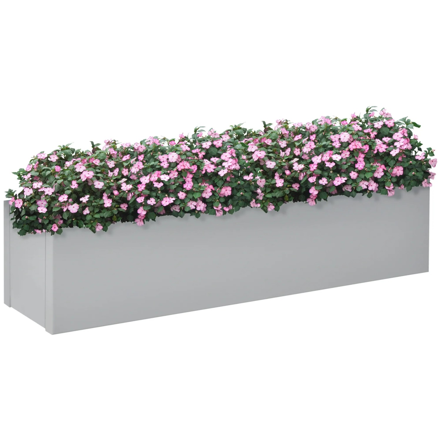 Outsunny Blumentopf Stahl Kräuterkübel mit Entwässerungsloch Grau