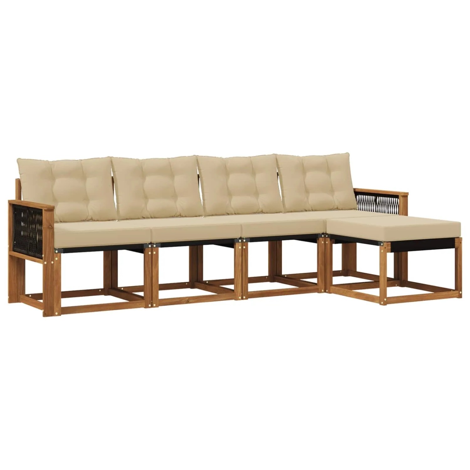 vidaXL Outdoor-Sofagarnitur mit Kissen 5 Stk Natur und Beige 3381889