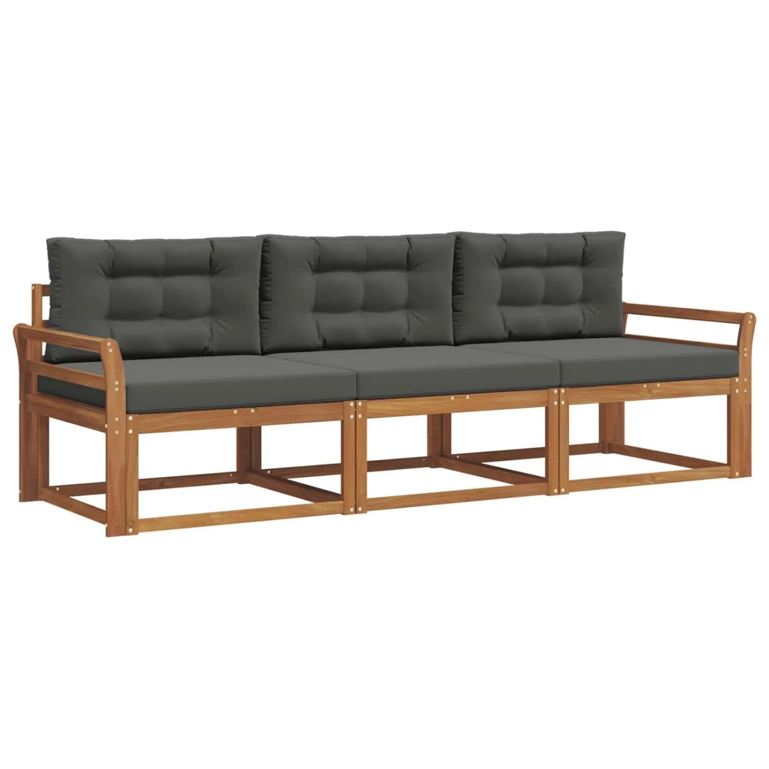 vidaXL Outdoor-Sofagarnitur mit Kissen 3-Tlg Natur und Anthrazit 3367125