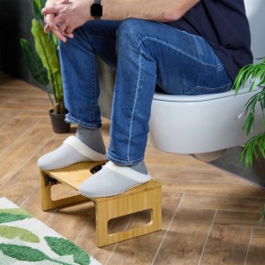 Relaxdays Toilettenhocker Bambus Natur Klappbar Rutschfest 18,5 cm x 43 cm x 27,5 cm 2,3 kg