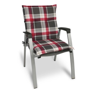 Beautissu Gartenstuhlauflage Sunny RK, 100x50x6cm, Bordeaux kariert, für Niederlehner Gartenstühle.