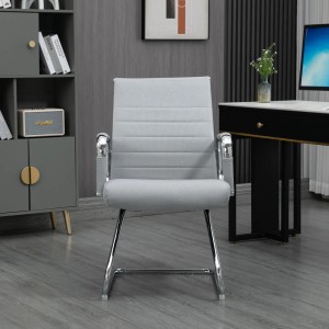 2er Set hellgraue Freischwinger Besucherstühle mit Armlehnen, Stahlgestell. Bürostühle für Büro und Wartezimmer.