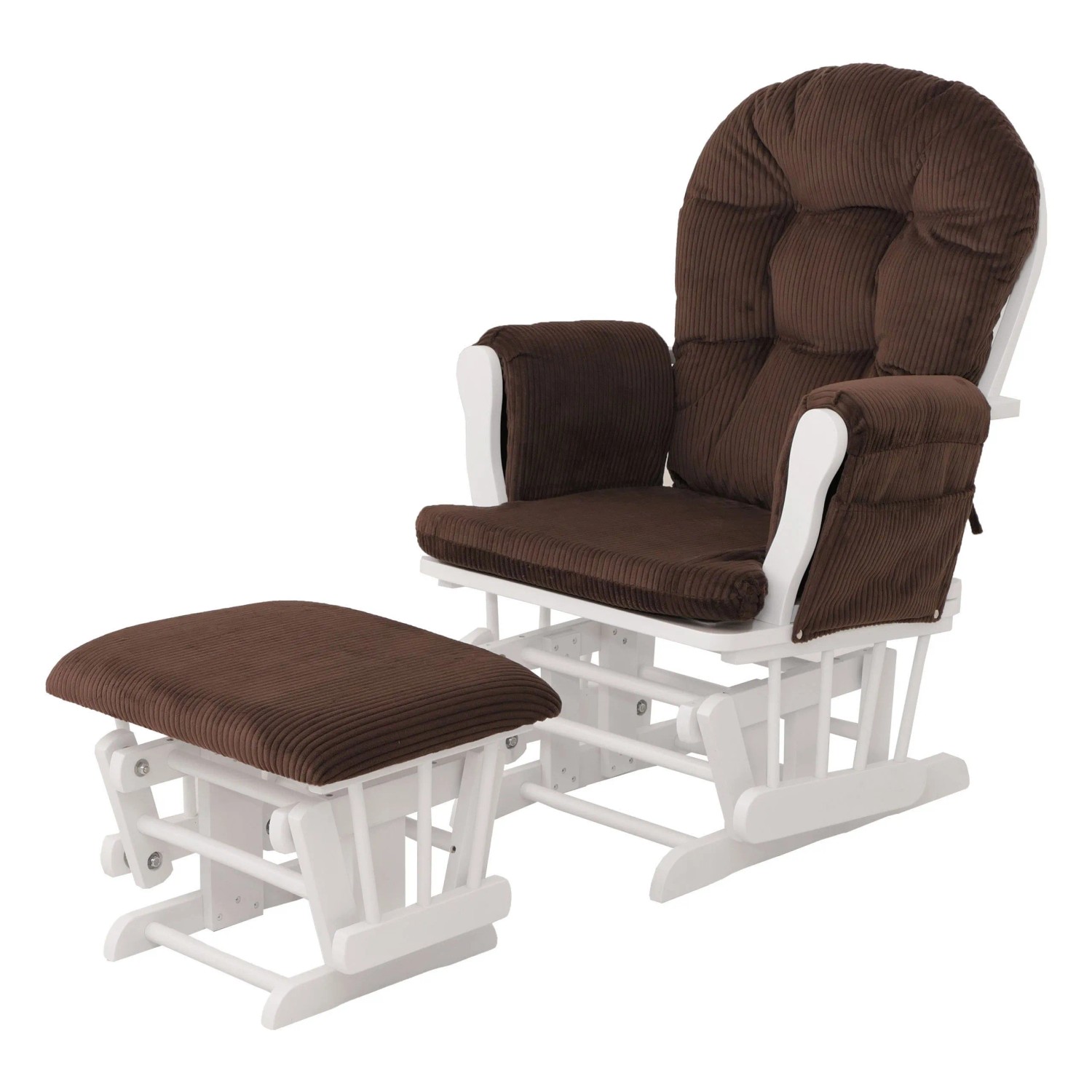Mcw Relaxsessel C76 Mit Hocker Stoff Cord Öko-Tex Braun Gestell Weiß
